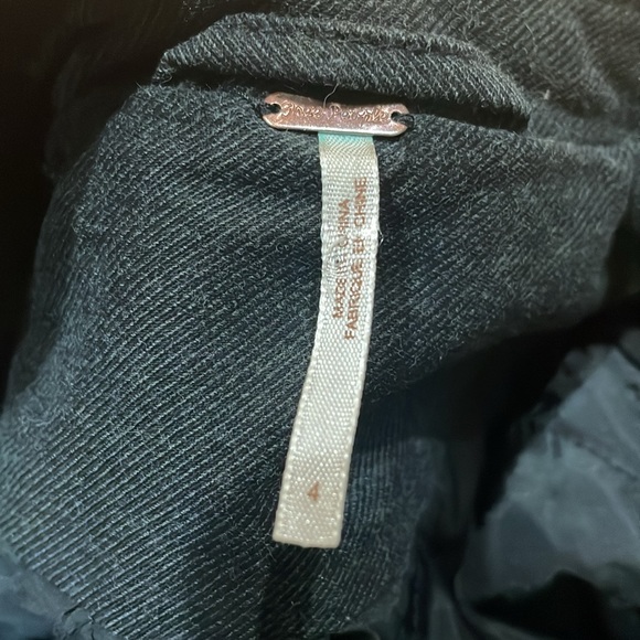 Free People coat Embellished embroidered Sergeant Jacket coat lined 4 charcoal - Picture 14 of 14